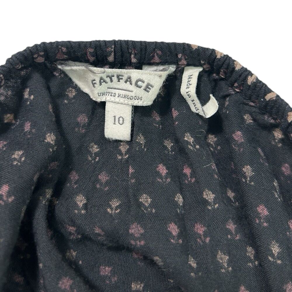 Fat Face Black Ditsy Floral Jumpsuit Romper Size 10 Viscose Adjustable Straps - Picture 13 of 16
